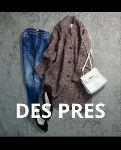 デプレ トゥモローランド アルパカ混 ツイード デザイン ロングコート 36