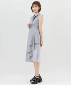 REDYAZEL ノースリーブサイドプリーツワンピース