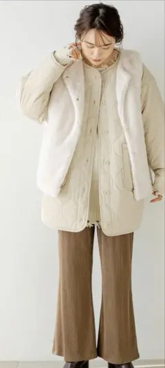 ノーカラージャケット キルティングジャケット