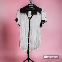 新品axes femme　ブラウス　半袖　レース透かし　Backデザイン 生成り