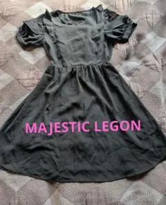 MAJESTIC LEGON ブラック 半袖 ワンピース レースディテール