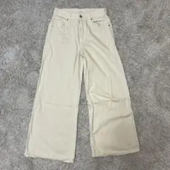 UNIQLO JEANS ホワイト ワイドレッグデニムパンツ