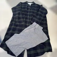 無印　脇に縫い目のない　フランネルパジャマ　マタニティＭ～Ｌ