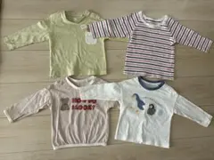 ベビー 100％綿長袖Tシャツ 70-80cm4枚セット