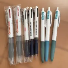 製薬会社 ノベルティ 3色ペン２本、2色ペン３本、黒単色ペン３本のボールペン８本