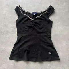 バーバリーブルーレーベル　Burberry ノバチェック　黒　38