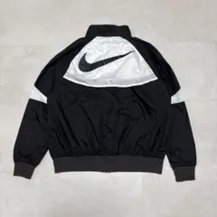 NIKE ナイロンジャケット M 白 黒 ビッグロゴ 短丈