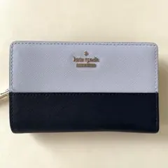 kate spade 二つ折り財布 薄ブルー×ネイビー