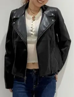 GAP ヴィーガンレザー ライダースジャケット XS