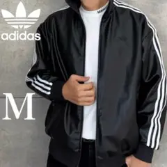 新品L⭐️adidas スリーストライプ プレザー トラックトップ ブラック 