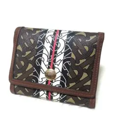 【美品】Burberry 三つ折り財布 TBモノグラム 本革レザー 金ボタン