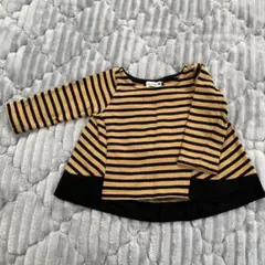 branshes 長袖カットソー 黒とベージュストライプ