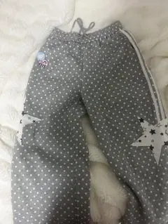 ドット柄 スターパッチ ワークパンツ グレー