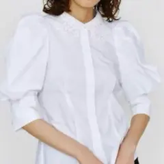 SNIDEL スナイデル ORGANICSレースカラーシャツブラウス
