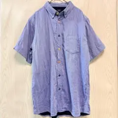 BEAMS HEART 半袖シャツ 青 Lサイズ カラーボタン コットン100％のサムネイル