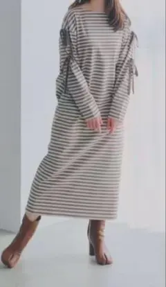 グローバルワーク EiiS 高山直子さん 袖リボンワンピース　XS ボーダー
