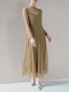 美品 カエン ラメチュールメロウワンピース パーティードレス 結婚式 お呼ばれのサムネイル