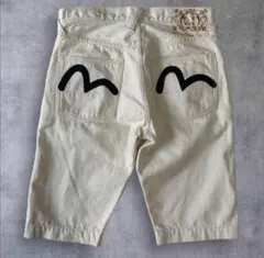 希少　evisu (w30) ホワイト　デニム　ショーツ　カモメ　7550
