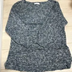 ジーナシス　青系 編み込みデザイン 長袖ニット　フリーサイズ