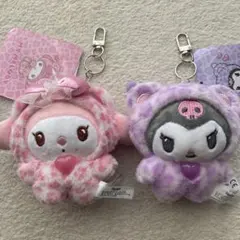 新品　マイメロ　クロミ　ヒョウ柄キーホルダー　2個セット　ピンク　キティ　②