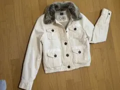 GAPアイボリー ファー付きカジュアルジャケット　ファー取り外し可