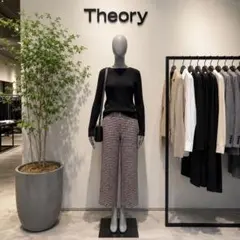 【極美品】Theory ギンガムチェックパンツ ストレッチパンツ　L 日本製