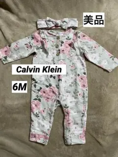 【美品】Calvin Klein 花柄ロンパース＆ヘアバンドセット 12Mのサムネイル