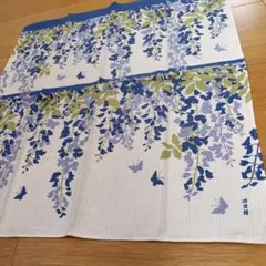 美品☆濱文様☆藤の花と蝶の小風呂敷　50センチ正方形