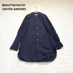 BEAUTY&YOUTH ユナイテッドアローズ　バンドカラーシャツ　長袖　紺　M