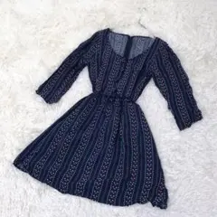 MILKFED. ミルクフェド ミニワンピース XS 総柄 七部袖 マルチカラー