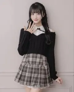 pium シャツレイヤードオープンショルダーニット