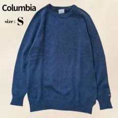 美品　コロンビア　クルーネックセーター　S ニット　ブルー　アウトドア　ロゴ刺繍のサムネイル