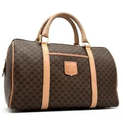 美品 セリーヌ ミニボストン マカダム ロゴ 手持ち ユニセックス ブラウン