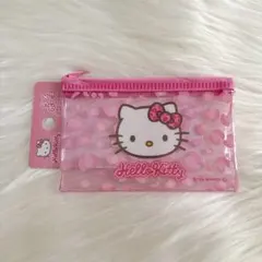 ハローキティファスナーフラットポーチ ラメポーチ ダイソー ピンク ヒョウ柄
