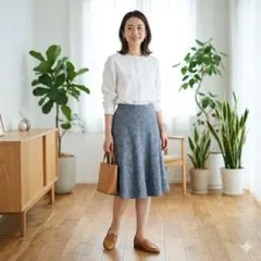 YUKI TORII スカート 水色 42 フレア 上品 大人 きれいめ