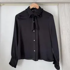ZARA リボン　タイ　シャツ　新品　タグ付き