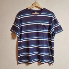 ハンテン　ボーダーTシャツ　紺　ネイビー　Lのサムネイル