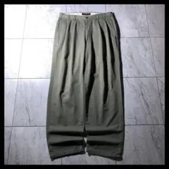 00s バナナリパブリック 2タック ワイド チノパンツ カーキ W32のサムネイル