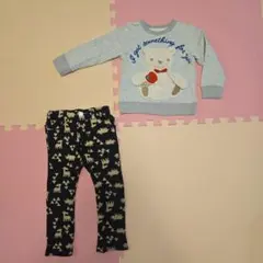 ビッツ くまちゃんポケットからりんごトレーナー 動物柄パンツ 100 美品