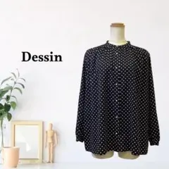 zG1699【L】Dessin シャツ/ブラウス 長袖 ドット柄 前開き レトロのサムネイル