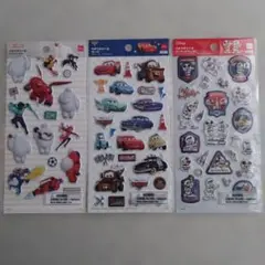 ディズニーペタペタシール3枚セットベイマックスカーズミッキー＆フレンズ