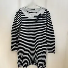 BeBeボーダー柄リボン付きワンピース 140