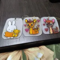 アクリルキーホルダー うさぎとシカ 3点セット