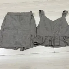キッズ子ども女の子トップスキュロットセット 千鳥格子柄１５０センチラブトキシック