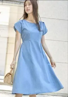 ライトブルー デニム風 ワンピース