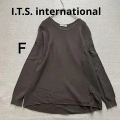 イッツインターナショナル ニット長袖セーター ダークブラウン 透かしニット