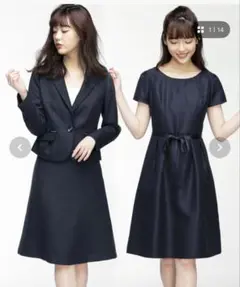 GeeRA 2点スーツ ネイビー 7号　卒業式　ママ　ワンピース　ジャケット