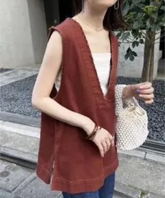 ディスコート デニム ベスト ブラウン フリー