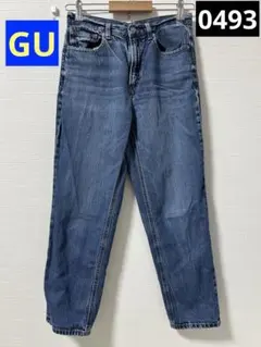 0493 GU スリムテーパードアンクルジーンズ ブルー