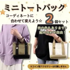 【2個セット】ミニトートバッグ カラー豊富 キャンバス ランチバッグ サブバッグ